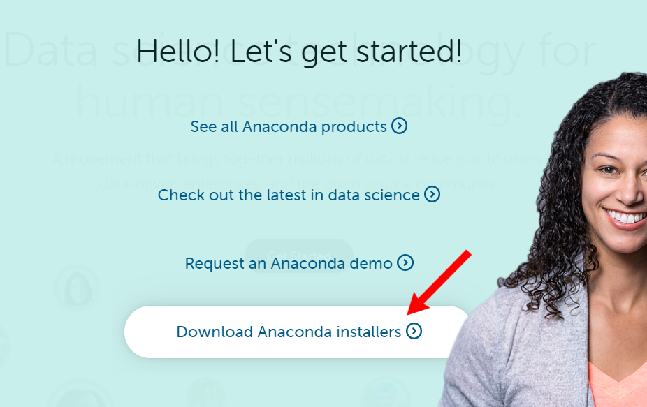 Anacondaのインストール手順。ダウンロードをクリック