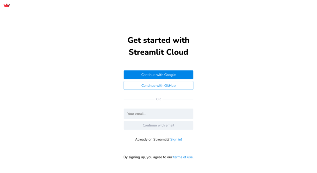 Stream Cloudのサインアップ・サインイン画面